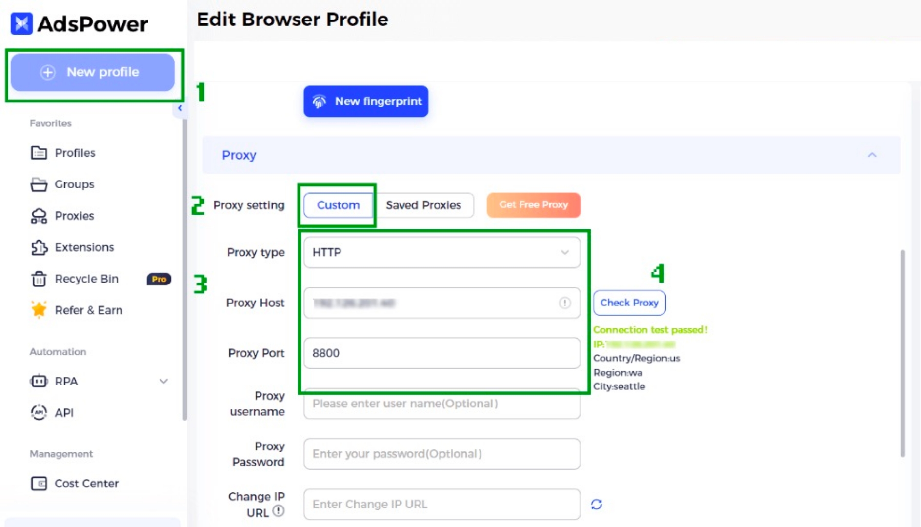 How to set up a proxy in Adspower - HowToUseProxy.com
